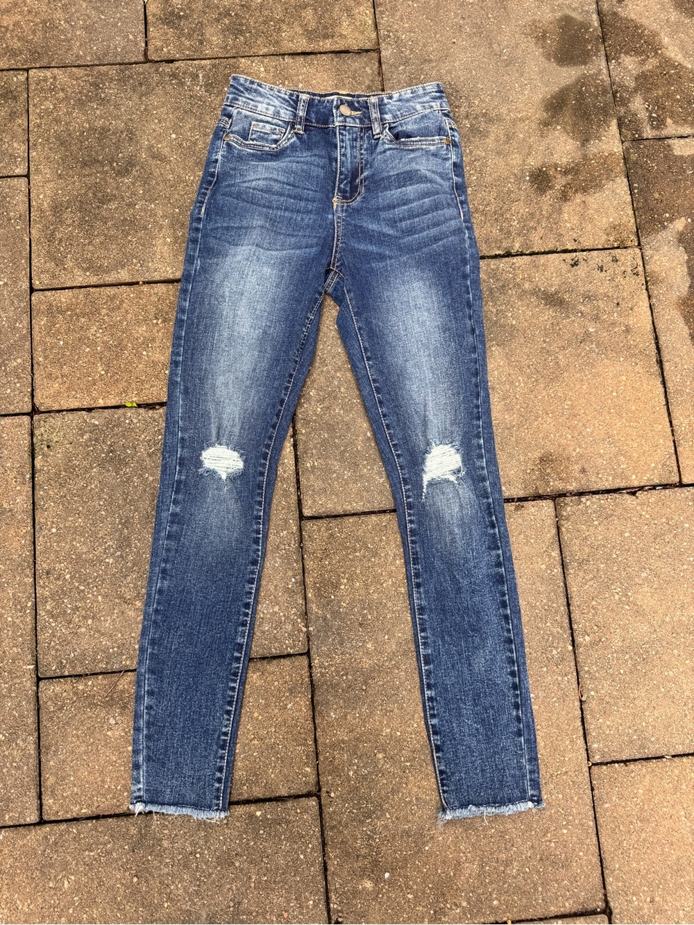 Dollhouse Medium Blue Distressed Skinny Jeans